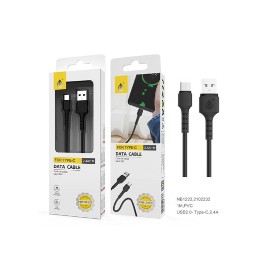 CABO DE DADOS ONEPLUS NB1223 NE PARA TIPO C 2,4A PRETO